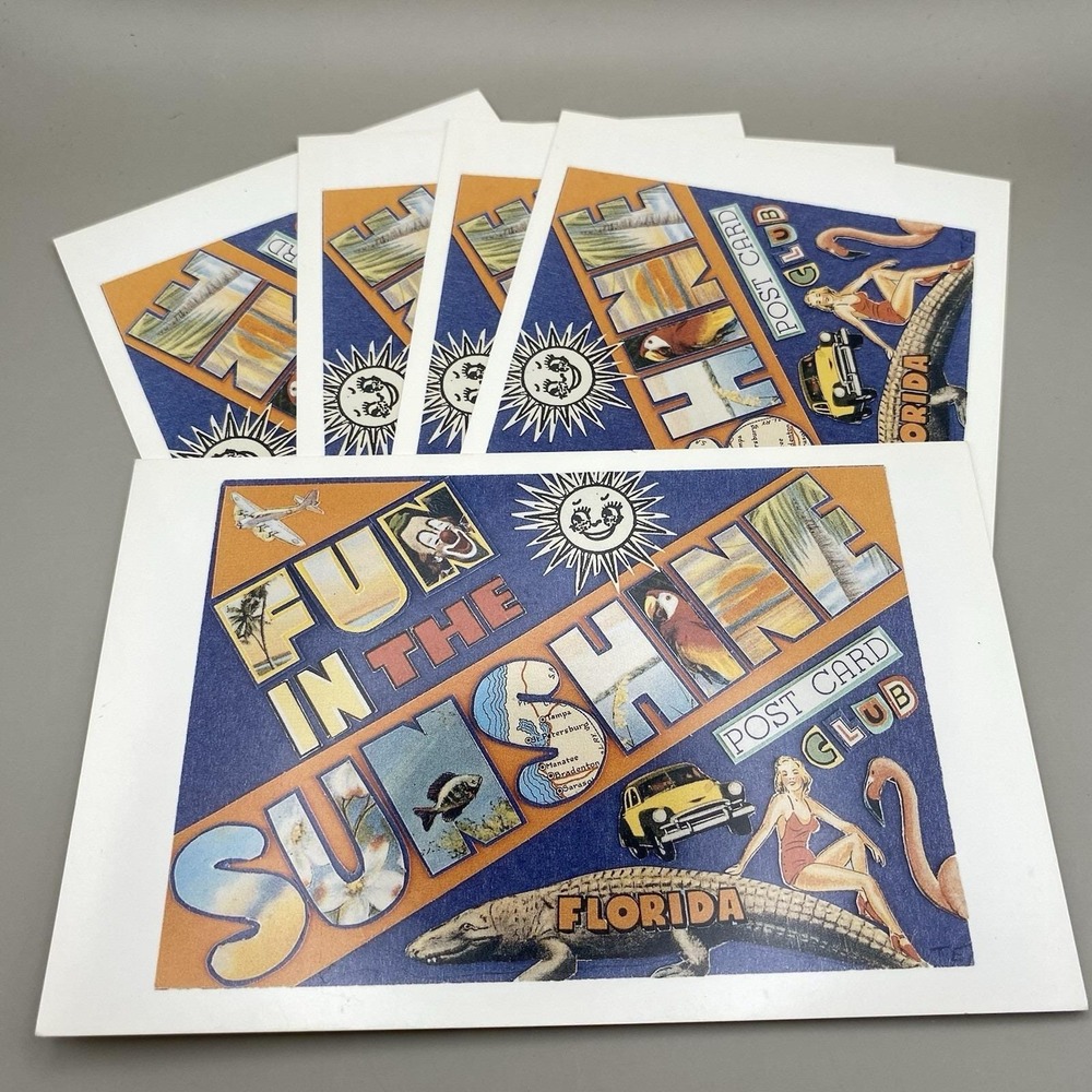 Lot of 5 Fun in the Sunshine by Ted Eleston Sunshine Postcard Club Florida